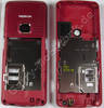 Unterschale rot Nokia 6300 original, B-Cover Gehäuseträger incl. Lade-Konnektor, Mikrofon, Simkartenhalten, Infrarotfenster und Kamerascheibe