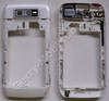 Unterschale weiss Nokia E71 original B-Cover, Mittelrahmen, Mittelcover incl. Konnektor Headset, Ladekonnektor, Ladeanschluß, Kamerascheibe, Kameralinse, Freisprechlautsprecher, Einschalttaste, Verriegelung Akkufachdeckel
