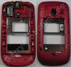 Unterschale, Gehäuseträger rot Nokia Asha 302 original B-Cover plum red mit Simkartenhalter, Kamerascheibe, Akkufach-Verschluß
