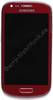 Display rot, Displaymodul Samsung i8190 Galaxy S3 Mini Displayscheibe, Touchpanel white, incl. Oberschale und Displayrahmen, Displayglas garnet red