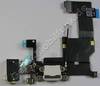 Anschlußbuchse, System Konnektor Apple iPhone 5 weiß Anschlußleiste ( Lightning Konnektor ) Flexkabel mit 3,5mm Headsetbuchse, Mikrofon unten, Antennekabel