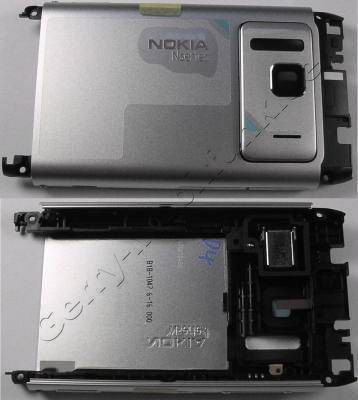 Akkufachdeckel silber Nokia N8 original Rückenschale, Back Cover silver incl. Kamerascheibe Kameralinse, Freisprechlautsprecher, Lautstärketaste & Lautstärkeschalter, Kamerataste, Verriegelungstaste Tastensperre, Simkartenabdeckung, Speicherkartenabdeckung