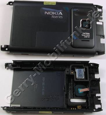 Akkufachdeckel grau Nokia N8 original R�ckenschale, Back Cover incl. Kamerascheibe Kameralinse,  Freisprechlautsprecher, Lautst�rketaste & Lautst�rkeschalter, Kamerataste, Verriegelungstaste Tastensperre, Simkartenabdeckung, Speicherkartenabdeckung