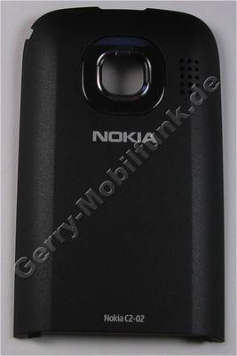 Akkufachdeckel schwarz Nokia C2-02 original B-Cover Batteriefach chrome black