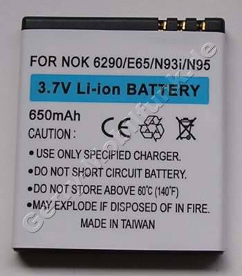 Akku Nokia 6260 Slide LiIon 650mAh 5,2mm Akku vom Markenhersteller mit 12 Monaten Garantie, nicht original Nokia (entspricht BL-5F, BL-6F)