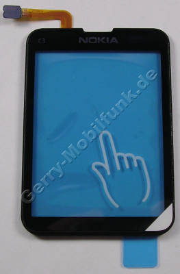 Displayscheibe, Touchpanel Nokia C3-01 ( Touch and Type ) original aktive Scheibe der Oberschale, Bedienfeld