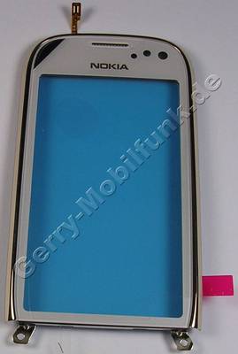 Displayscheibe weiss Touchpanel Nokia C7-00s Oro white original Bedienfeld, aktives Fenster, Touchscreen gold/weiss