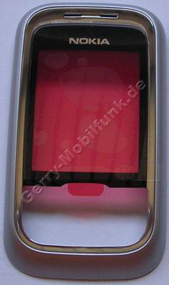 Oberschale Schieber original Nokia 6111 silber schwarz, A-Cover mit Displayscheibe