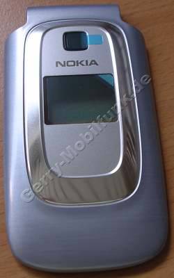 Oberschale Klappe silber Nokia 6085 original A-Cover vom Klappteil, Displayteil Auen incl. kleine Displayscheibe