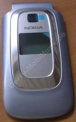 Oberschale Klappe silber Nokia 6085 original A-Cover vom Klappteil, Displayteil Außen incl. kleine Displayscheibe