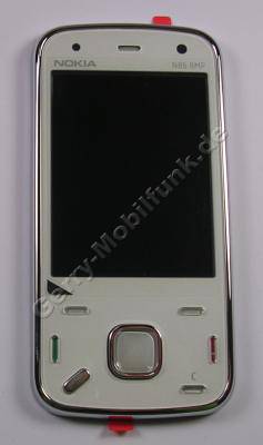 Oberschale weiss Nokia N86 original A-Cover white mit Displayscheibe, Tastaturplatine Men�tasten, Lautsprecher, Men�tastenmatte