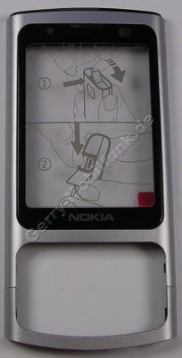 Oberschale silber Nokia 6700 Slide original A-Cover mit Displayscheibe silver