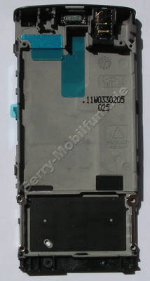 Oberschale grau Nokia X3-02 original A-Cover Rahmen, Unterteil vom Frontcover dark metal mit Lautsprecher und Headsetanschluß, PHF-Konnektor