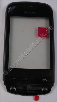 Oberschale schwarz Nokia C2-06 original A-Cover black mit Displayscheibe, Touchpanel, Touchscreen