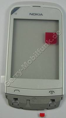 Oberschale weiss Nokia C2-06 original A-Cover white mit Displayscheibe, Touchpanel, Touchscreen