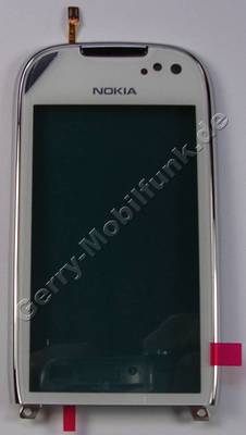 Oberschale, Touchscreen weiss Nokia 701 original A-Cover white Displayscheibe, Touchpanel