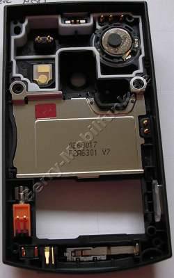 Unterschale Tastatur Nokia N80 matt black schwarz Gehäuerahmen incl. Kamerascheibe, Vibrationsmotor, Ladeanschluss ( Konnektor ) Seitentasten, Akkuverschluß, Lautsprecher für Klingelzeichen und Freisprechen