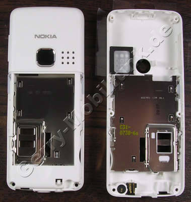 Unterschale weiss Nokia 6300 original, B-Cover Gehusetrger incl. Lade-Konnektor, Mikrofon, Simkartenhalten, Infrarotfenster  und Kamerascheibe, white