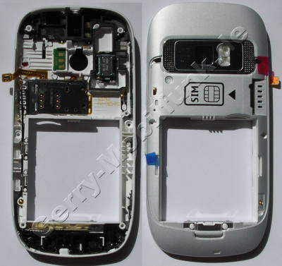 Unterschale frosty metal Backcover Nokia C7-00 original B-Cover mit Kamerascheibe incl. Simkartenleser, Freisprechlautsprecher, Blitzlicht, interne Antennen Wlan Bluetooth und GSM, Kamerascheibe, Seitentasten für Lautstärke, Kamera und Sperrtaste, Verriegelungstaste für Tastensperre, Ein/Aus Tastenmatte, USB-Abdeckung