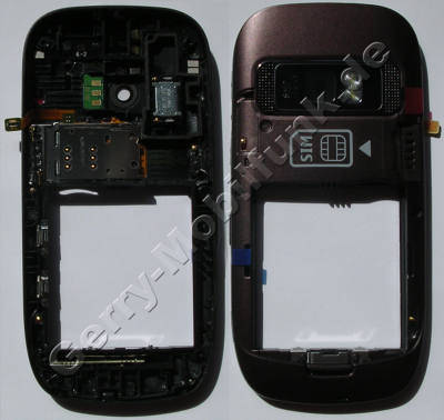 Unterschale aubergine Backcover Nokia C7-00 original B-Cover mit Kamerascheibe incl. Simkartenleser, Freisprechlautsprecher, Blitzlicht, interne Antennen Wlan Bluetooth und GSM, Kamerascheibe, Seitentasten f�r Lautst�rke, Kamera und Sperrtaste, Verriegelungstaste f�r Tastensperre, Ein/Aus Tastenmatte, USB-Abdeckung