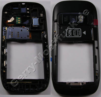 Unterschale schwarz Backcover Nokia C7-00 original B-Cover mit Kamerascheibe satin black incl. Simkartenleser, Freisprechlautsprecher, Blitzlicht, interne Antennen Wlan Bluetooth und GSM, Kamerascheibe, Seitentasten f�r Lautst�rke, Kamera und Sperrtaste, Verriegelungstaste f�r Tastensperre, Ein/Aus Tastenmatte, USB-Abdeckung
