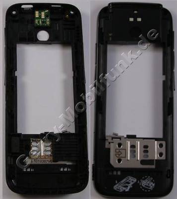 Unterschale schwarz Nokia 5630 Xpress Music original Mittelcover black, Gehäuserahmen mit Blitzlicht LED, Speicherkartenabdeckung