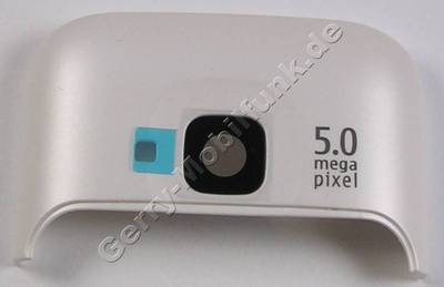 Antennen Abdeckung weiss 5MPIX Nokia C5 original D-Cover white 5MP hintere Abdeckung vom Gehuse, Antennencover warm silver mit Kamerascheibe, Kameralinse