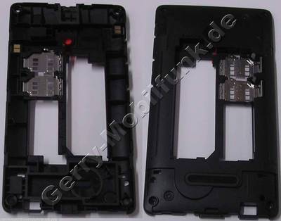 Gehusetrger, Unterschale, Mittelcover schwarz Microsoft Lumia 435 original, D-Cover Gehusetrger Doppelsim-Version