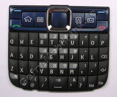 QWERTY Tastenmatte blau Nokia E63, Tastatur ultramarin blue englische Belegung