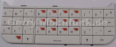 Tastenmatte weiß Nokia 6760 slide original Tastatur Telefon, QWERTZ Tastatur mit Klebefolie auf der Rückseite