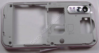 Unterschale pink Samsung GT-S5230 Geh�userahmen mit Kamerascheibe, Kameralinse, Abdeckung Ladeanschlu�