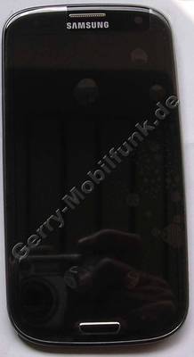 Display schwarz Displaymodul Samsung i9305 Galaxy S3 LTE Displayscheibe, Touchpanel incl. Oberschale und Displayrahmen, Displayglas black
