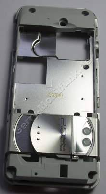 Unterschale SonyEricsson K550i original Back Cover, Gehäuseträger mit Scheibe vom Blitzlich, Verschlußschieber vom Akkufachdeckel