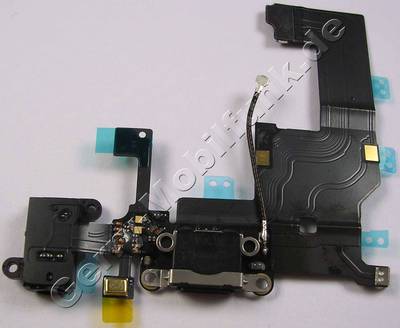 Anschlubuchse, System Konnektor Apple iPhone 5 schwarz Anschluleiste ( Lightning Konnektor ) Flexkabel mit 3,5mm Headsetbuchse, Mikrofon unten, Antennekabel (black)