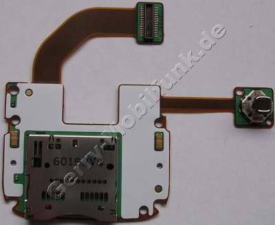 Tastaturmodul Nokia N73 mit Flexkabeln und Joystickschalter plus Joysticktaste silber und Kartenleser der Speicherkarte