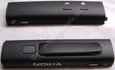 Linke und Rechte Einfassung vom Cover schwarz Nokia 5700 original Seitenabdeckung mit seitlichen Tasten, Lautstrketasten, Sietenblende