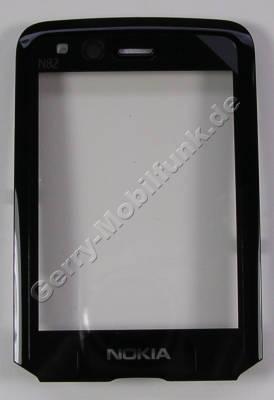 Displayscheibe schwarz Nokia N82 original Fenster vom Display mit Oberschale, A-Cover